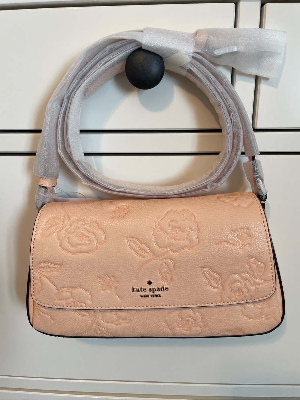 kate spade Pale Blush Embossed Floral Crossbody Bag
